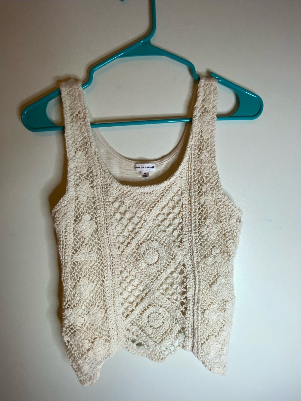 love on a hanger Cream Crochet Knit Tank